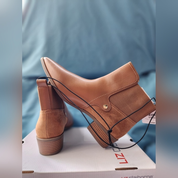 Liz Claiborne Womens Barrington Stacked Heel Booties honey ginger color - Picture 6 of 12